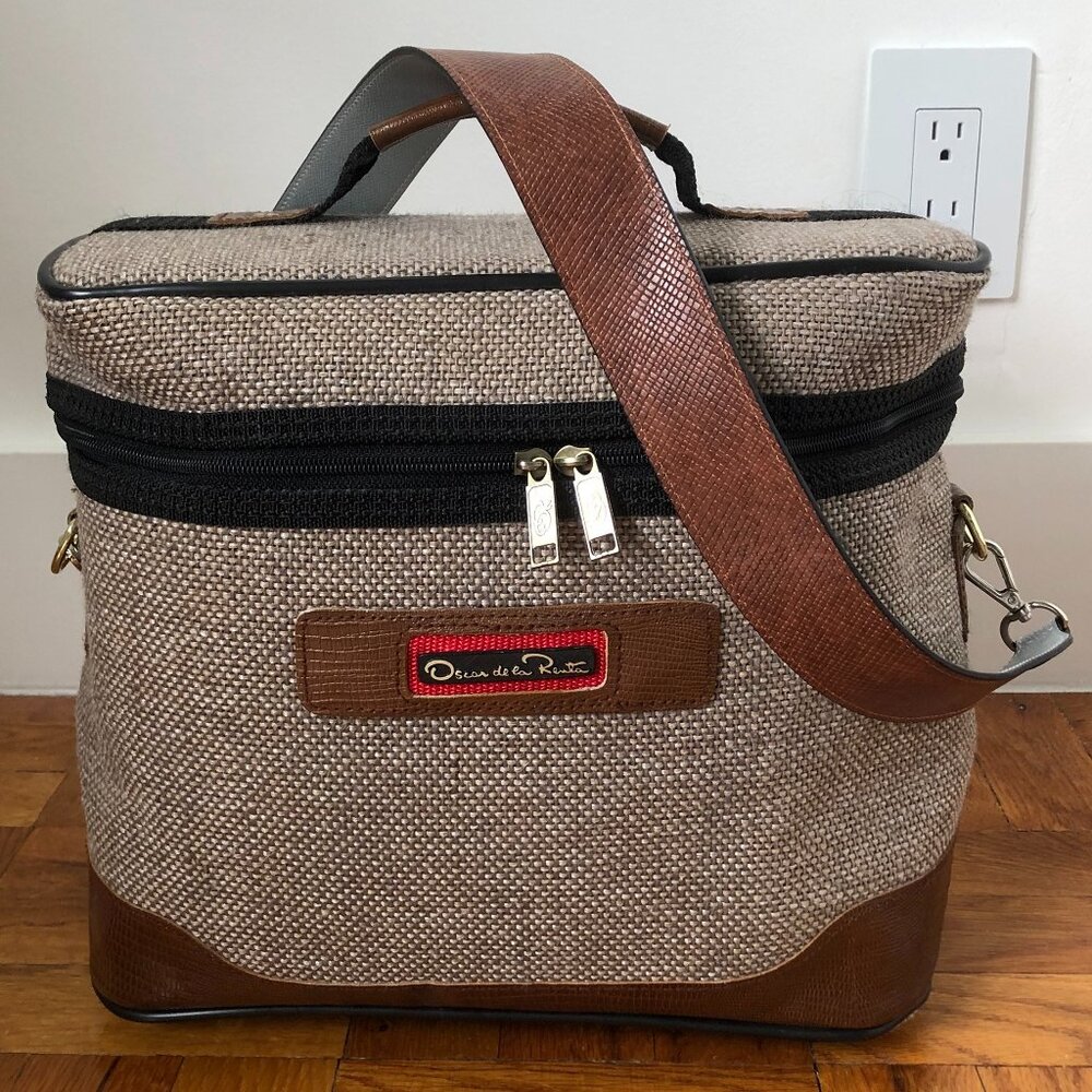 Oscar de la Renta Vintage Luggage Travel Handbag with Shoulder Strap